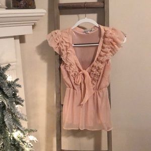 Pink ruffle top